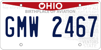 OH license plate GMW2467