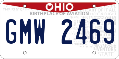 OH license plate GMW2469