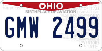OH license plate GMW2499