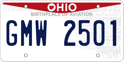 OH license plate GMW2501