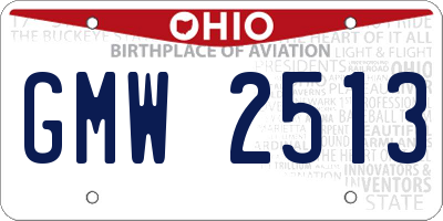 OH license plate GMW2513