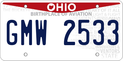 OH license plate GMW2533