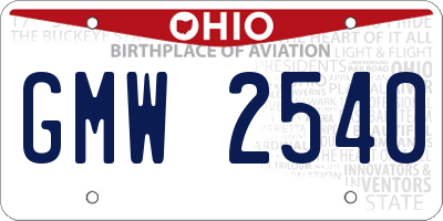 OH license plate GMW2540