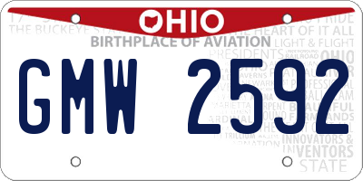 OH license plate GMW2592