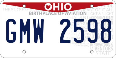 OH license plate GMW2598