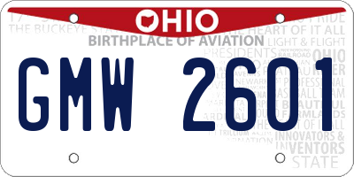 OH license plate GMW2601