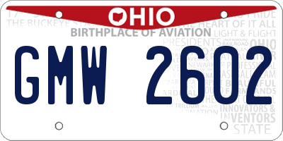 OH license plate GMW2602