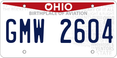 OH license plate GMW2604