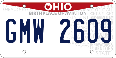 OH license plate GMW2609