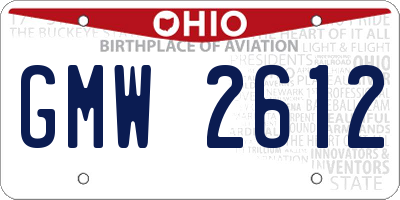 OH license plate GMW2612