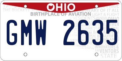 OH license plate GMW2635