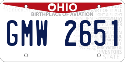 OH license plate GMW2651