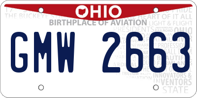 OH license plate GMW2663