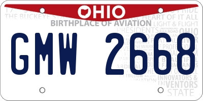 OH license plate GMW2668