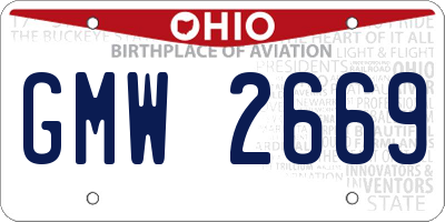 OH license plate GMW2669