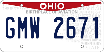 OH license plate GMW2671