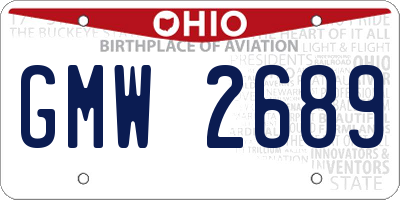 OH license plate GMW2689
