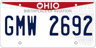 OH license plate GMW2692