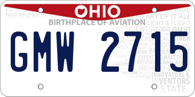OH license plate GMW2715