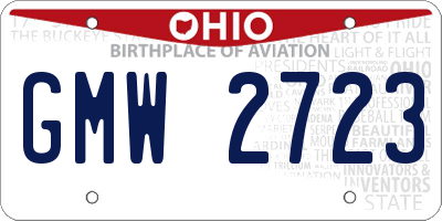 OH license plate GMW2723