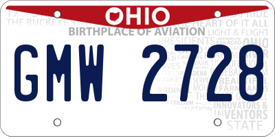 OH license plate GMW2728