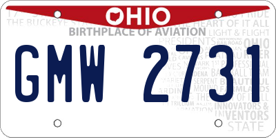 OH license plate GMW2731