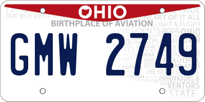OH license plate GMW2749