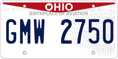OH license plate GMW2750