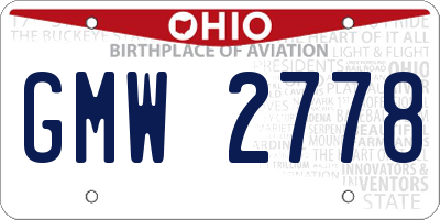 OH license plate GMW2778