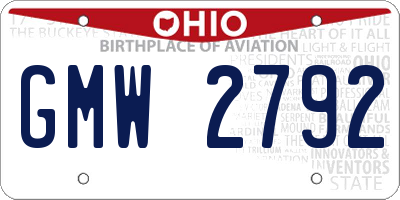 OH license plate GMW2792