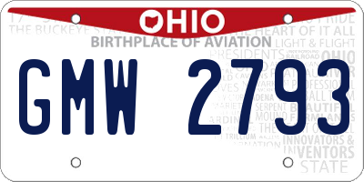 OH license plate GMW2793
