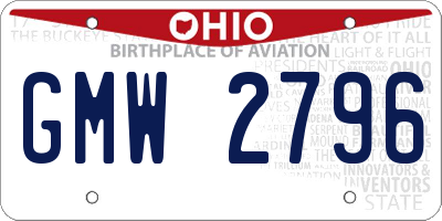 OH license plate GMW2796