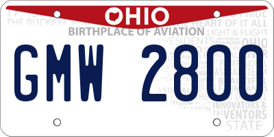 OH license plate GMW2800