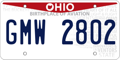 OH license plate GMW2802