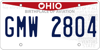 OH license plate GMW2804