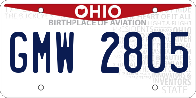 OH license plate GMW2805