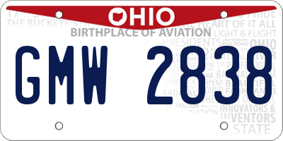OH license plate GMW2838