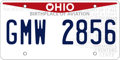 OH license plate GMW2856