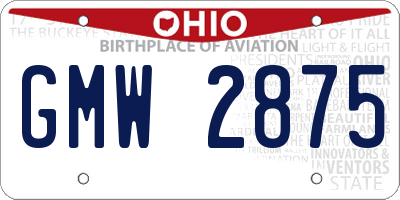 OH license plate GMW2875