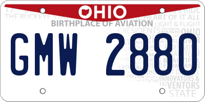 OH license plate GMW2880