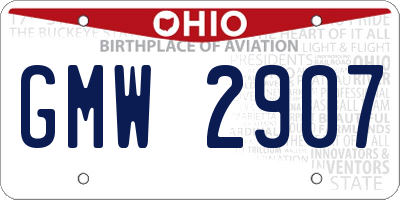 OH license plate GMW2907