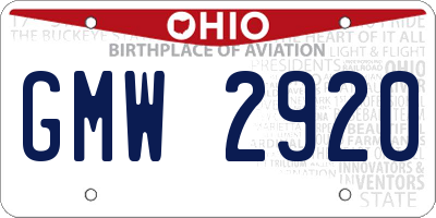 OH license plate GMW2920