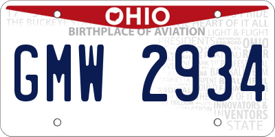 OH license plate GMW2934