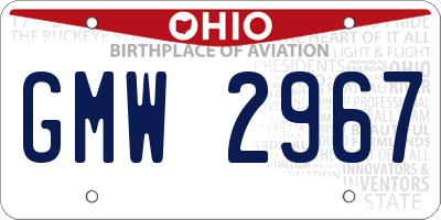 OH license plate GMW2967