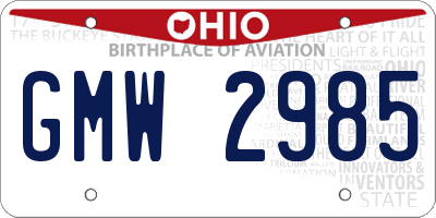 OH license plate GMW2985