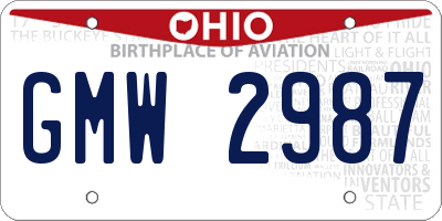 OH license plate GMW2987