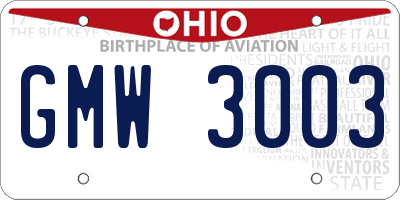 OH license plate GMW3003