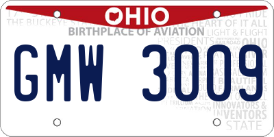 OH license plate GMW3009