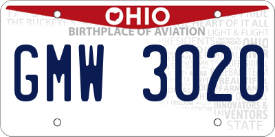 OH license plate GMW3020