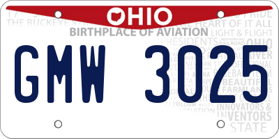 OH license plate GMW3025